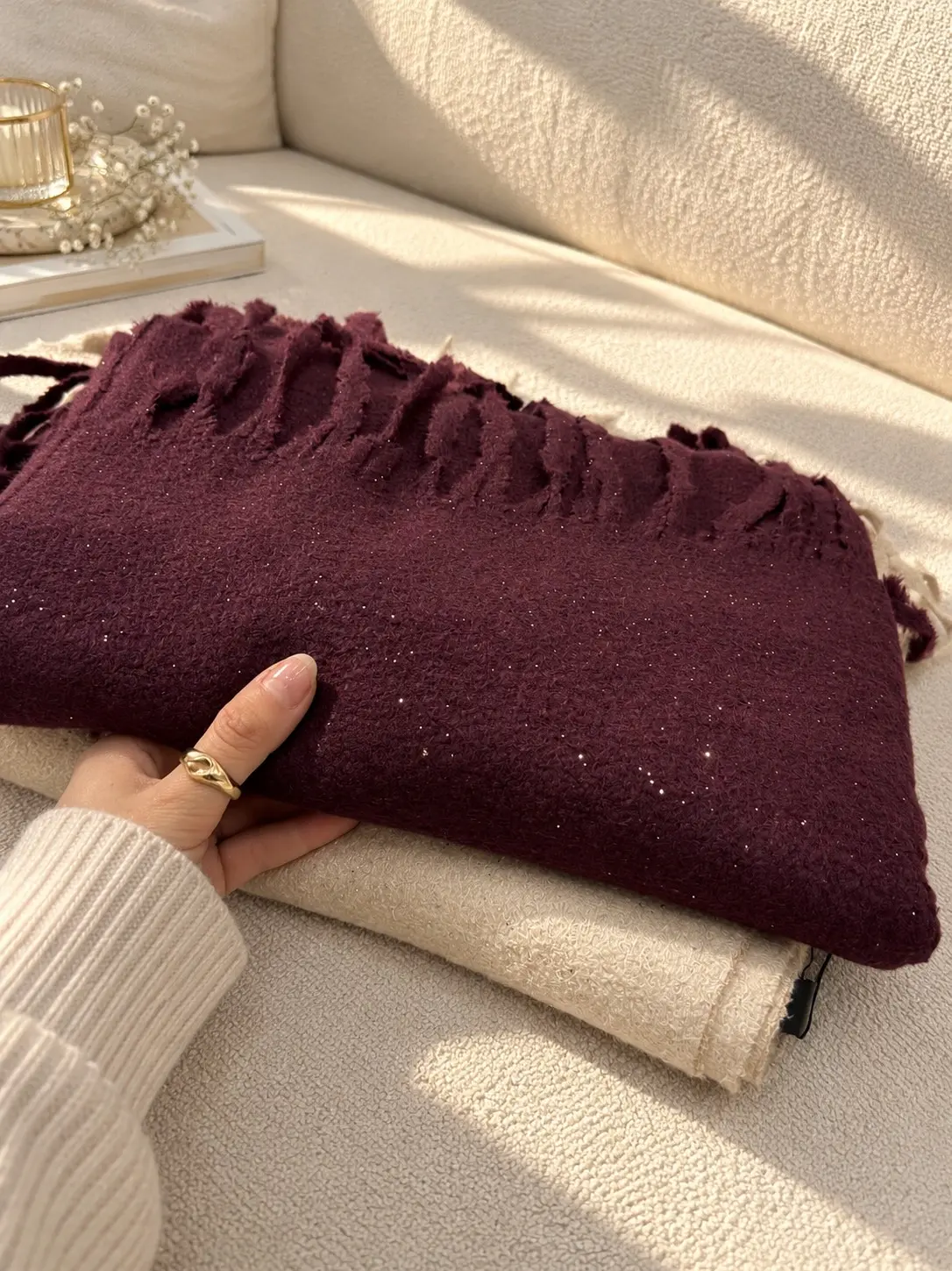 شال موهر پشمی رز